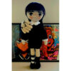 Papusa Miss Wednesday si Hand, crosetata manual, handmade, bumbac, alb, negru, 42cm, umputura microfibra