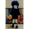 Papusa Miss Wednesday si Hand, crosetata manual, handmade, bumbac, alb, negru, 42cm, umputura microfibra