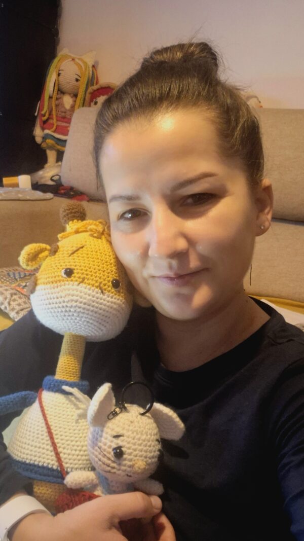 Girafa si Soricel, crosetate manual, amigurmi, handmade 100%, girafa aprox. 45 cm si soricel aprox. 13 cm