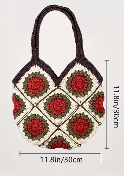 Kit pentru crosetat ,,Geanta cu Flori"/ Set complet de crosetat cu toate materialele necesare incluse