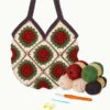 Kit pentru crosetat ,,Geanta cu Flori"/ Set complet de crosetat cu toate materialele necesare incluse