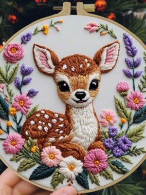Kit pentru brodat ,,Caprioara"/ Set complet de brodat cu toate materialele necesare incluse